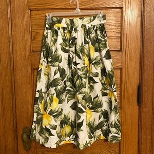 H&M Lemon Print Midi Skirt